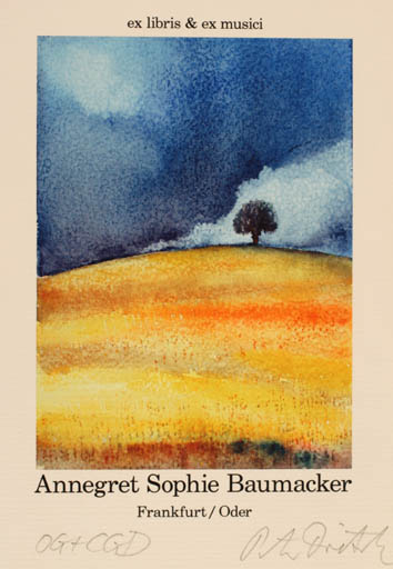 Exlibris by Peter Dietzsch from Germany for Sophie Baumacker - Scenery/Landscape Tree 