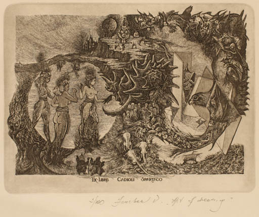 Exlibris by Vasyl Fenchak from Ukraine for Spartaco Cadioli - Surrealism 
