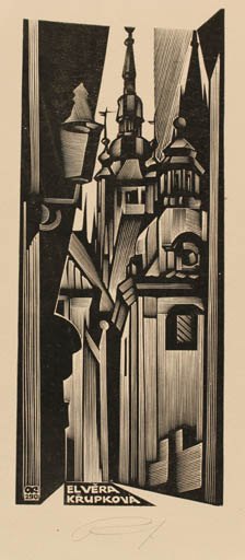 Exlibris by Anatolij Kalaschnikow from Russia for Vera Krupkova - Architecture City 