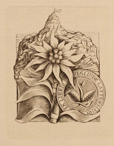Exlibris by Tadeusz Szumarski from Poland for Reglinde Lattermann - Mountain Flower Book 