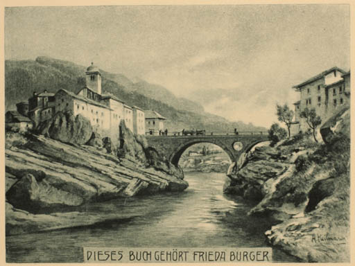 Exlibris by Anton Heilmann from Austria for Frieda Burger - Mountain City Scenery/Landscape 