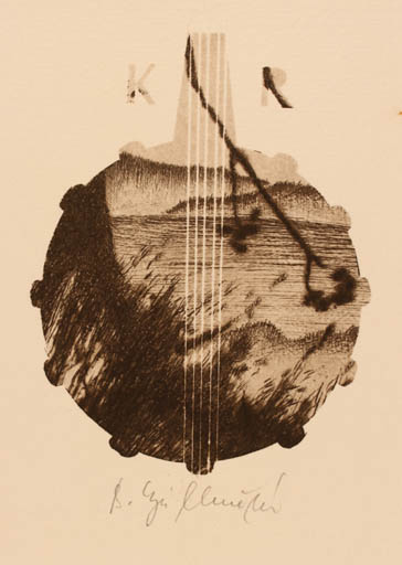 Exlibris by Bozena Dvorakova-Kjullenenova from Czech Republic for R. K. - Flora Maritime Music 