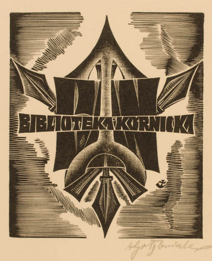 Exlibris by Antoni Golebniak from Poland for Kornicka Biblioteka - 