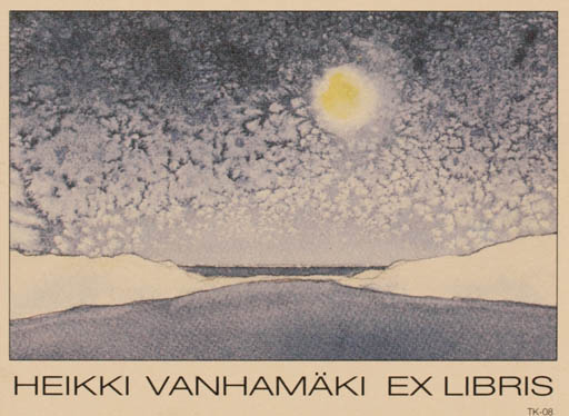 Exlibris by Martti Tapani Kiippa from Finland for Heikki Vanhamäki - Scenery/Landscape Sun 