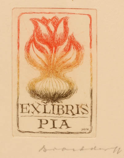 Exlibris by Jörgen Brockdorff-Nielsen from Denmark for ? Pia - Flower Flora 