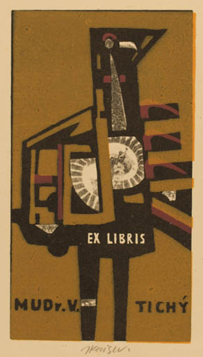 Exlibris by Jaroslav Kaiser from Czechoslovakia for Vladimir Tichy - Abstract 
