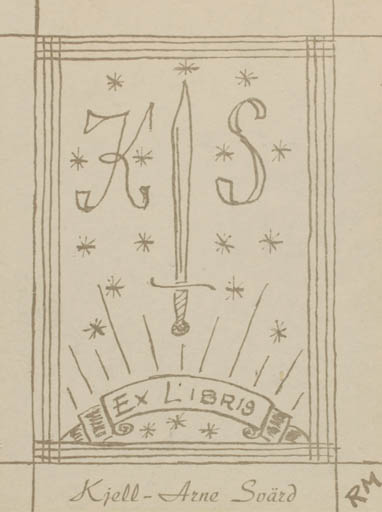 Exlibris by ? R.M. from Unknown for Kjell- Arne Svärd - Weapon 