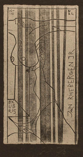 Exlibris by Vincas Kisarauskas from Lithuania for G. Jan Rhebergen - Woman Nude 