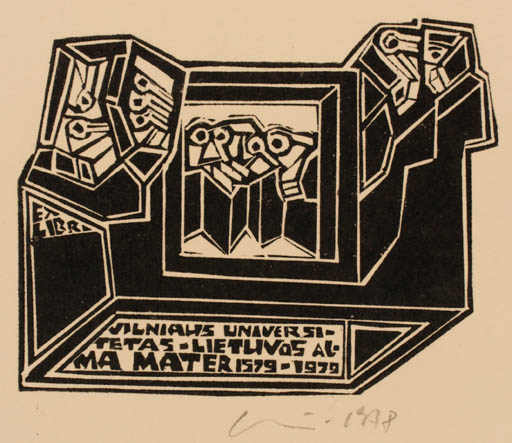 Exlibris by Vincas Kisarauskas from Lithuania for ? Vilnius Universitet - Abstract 