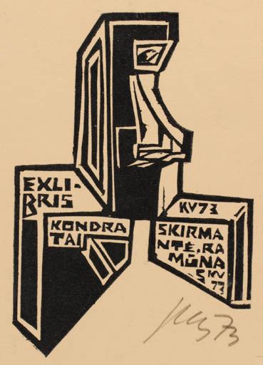 Exlibris by Vincas Kisarauskas from Lithuania for ? Kondratai - Abstract 