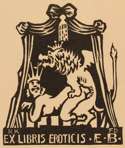 Exlibris by Dezsö Farkas from Hungary for ? E.B. - Erotica Ex Erotica 