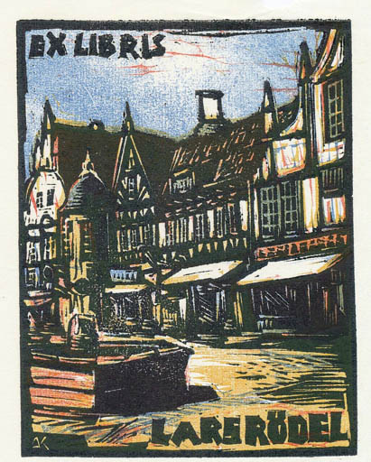 Exlibris by Kàroly Andrusko from Yugoslavia for Lars Rödel - City 