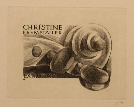 Exlibris by Wojciech Jakubowski from Poland for Christine Premstaller - Ex Mucika Music 