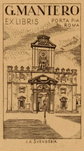 Exlibris by Jiri Ant. Svengsbir from Czechoslovakia for Gianni Mantero - Architecture 