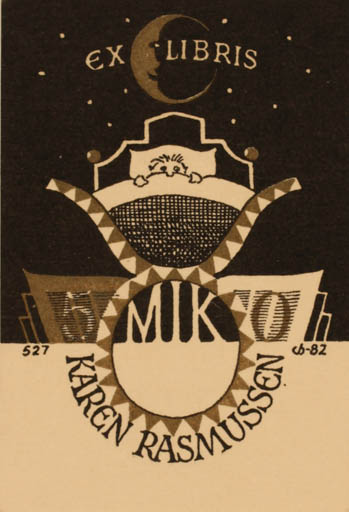 Exlibris by Christian Blæsbjerg from Denmark for Karen Rasmussen - 