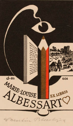 Exlibris by Christian Blæsbjerg from Denmark for Marie-Louise Albessart - 