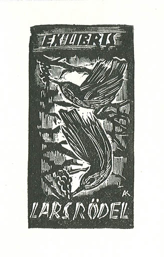 Exlibris by Kàroly Andrusko from Yugoslavia for Lars Rödel - Fauna Bird 