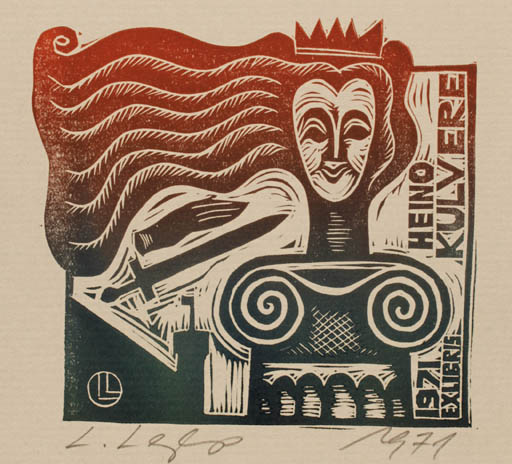 Exlibris by Lembit Lepp from Latvia for Heino Kulvere - 