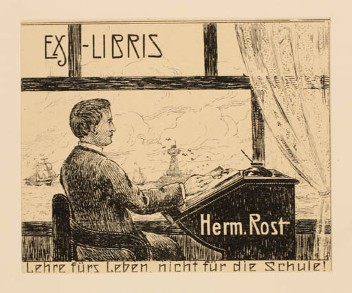 Exlibris by ? Unbekannt from Czech Republic for Herm Rost - Interior Man 
