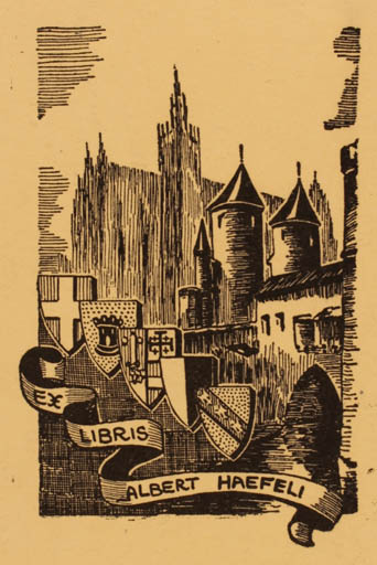 Exlibris by ? Unbekannt from Unknown for Albert Haefeli - Castle/Palace Heraldry 
