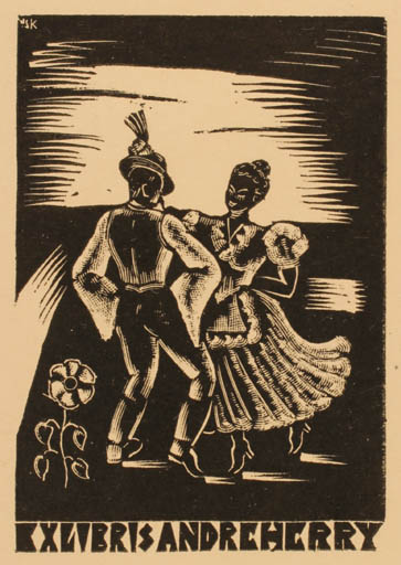 Exlibris by ? Unbekannt from Unknown for Andre Herry - Dancing Couple 