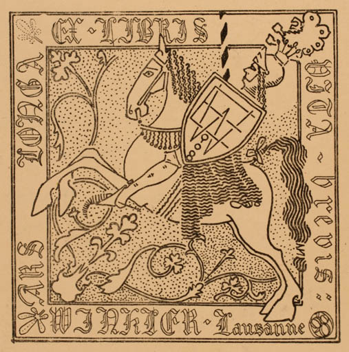 Exlibris by ? Unbekannt from Unknown for ? Winkler - Horse Knight Horseman/Rider 