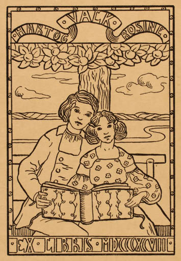 Exlibris by ? Unbekannt from Unknown for Hartog und Rosine Valk - Book Jugend Couple Romance 