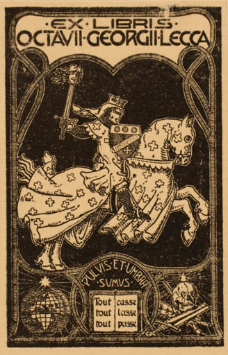 Exlibris by ? Unbekannt from Unknown for Octavii Georgii Lecca - Horse Knight Horseman/Rider 
