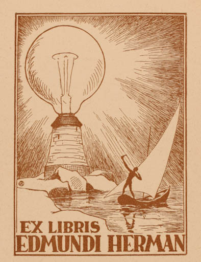 Exlibris by ? Unbekannt from Unknown for Edmundi Herman - Maritime Ship/Boat Technology 